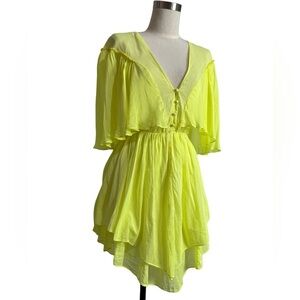 Forte Forte Silk Blend Yellow Tiered Mini Dress NWT small / size 0/2